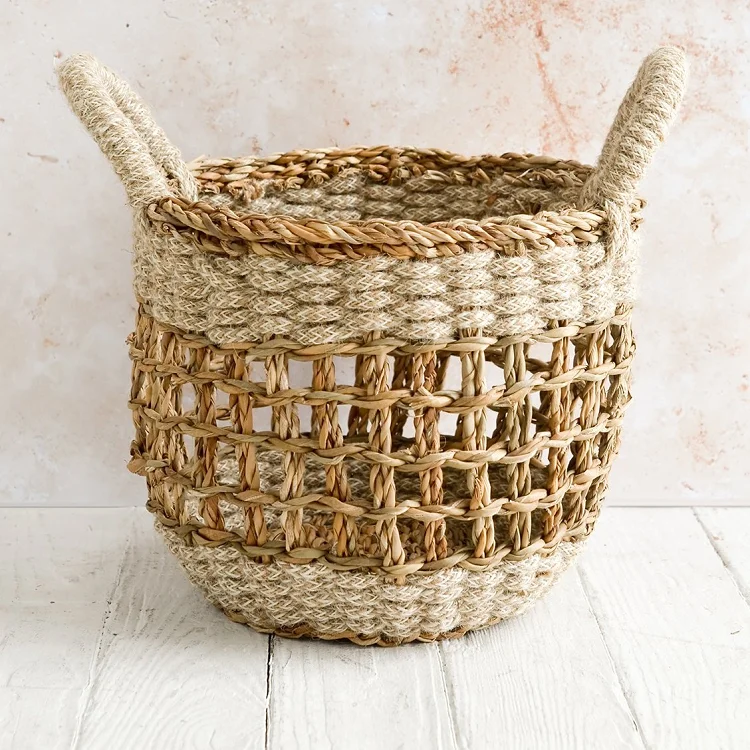 New Arrived Jute Material Basket Homemade Jute Storage Basket 100% Jute ...