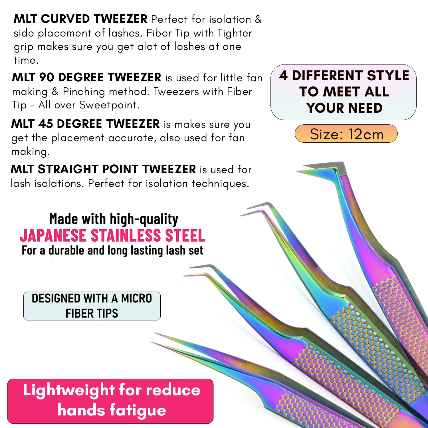 Best Fiber Tips Professional Eyelash Extension Tweezers For Perfect