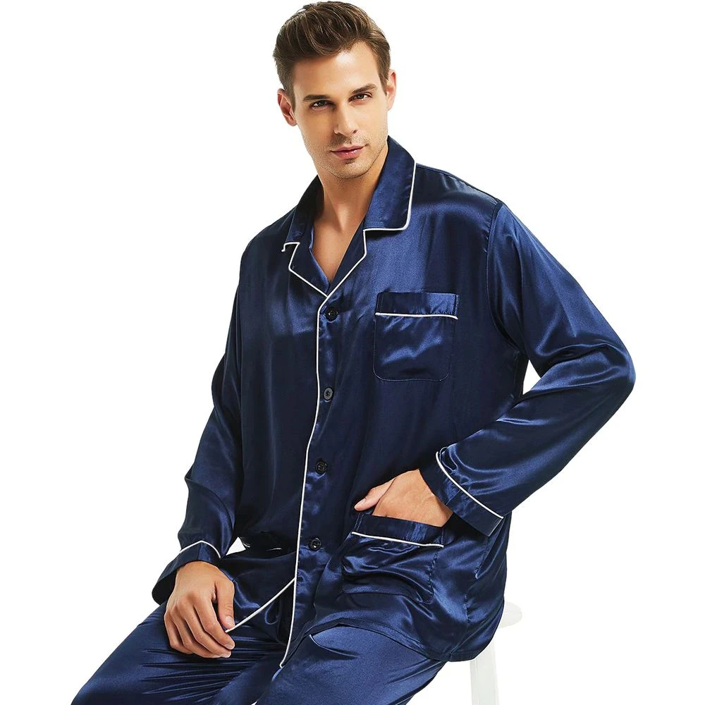 Mens Silk Nightgown And Pants Two Piece Suit For Summer Thin Short ...