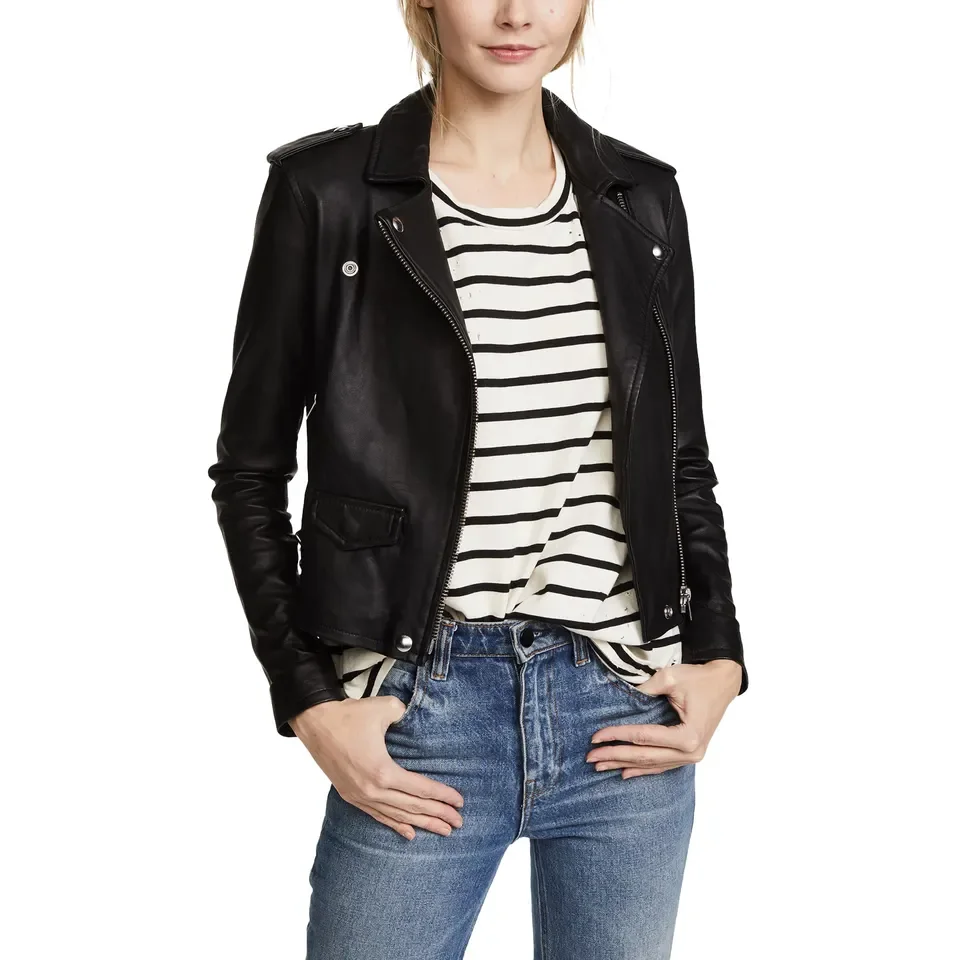 Oem 2024 Latest Design Premium Quality Custom Women Leather Jacket