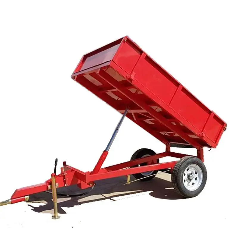 New 4 Ton Agriculture Farm Trailer 2 Axle Hydraulic Dump Tractor Trailer Tow Behind Tractors 0995