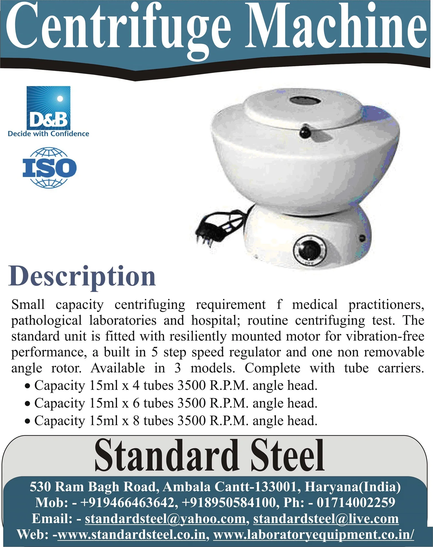 Laboratory Centrifuge Machine 15 Ml Tube Centrifuge Machine With