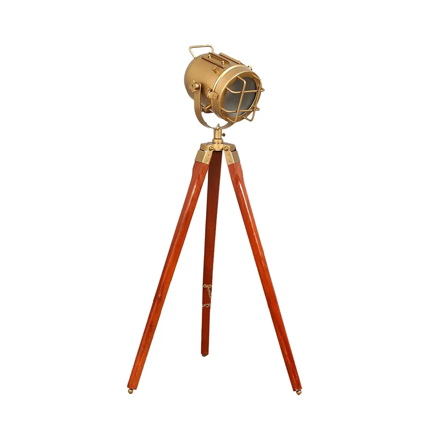 Wooden Tripod Spotlight Floor Lamp - Nautical Decor