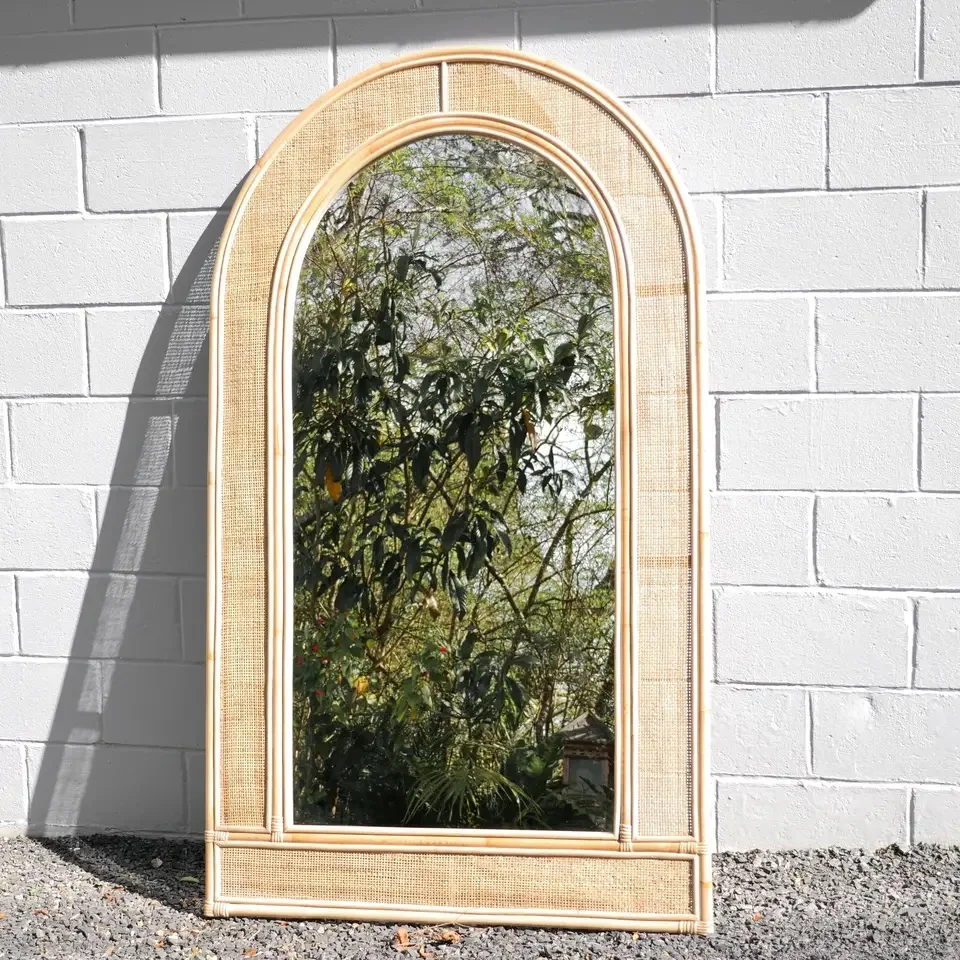 Hot Design Natural Handmade Rattan Dome Mirror Full Body Mirror Made In