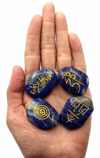 Lapis Lazuli Reiki Symbols Set For Reiki Session Oval Cabochon Spiritul Reiki Crystal Set