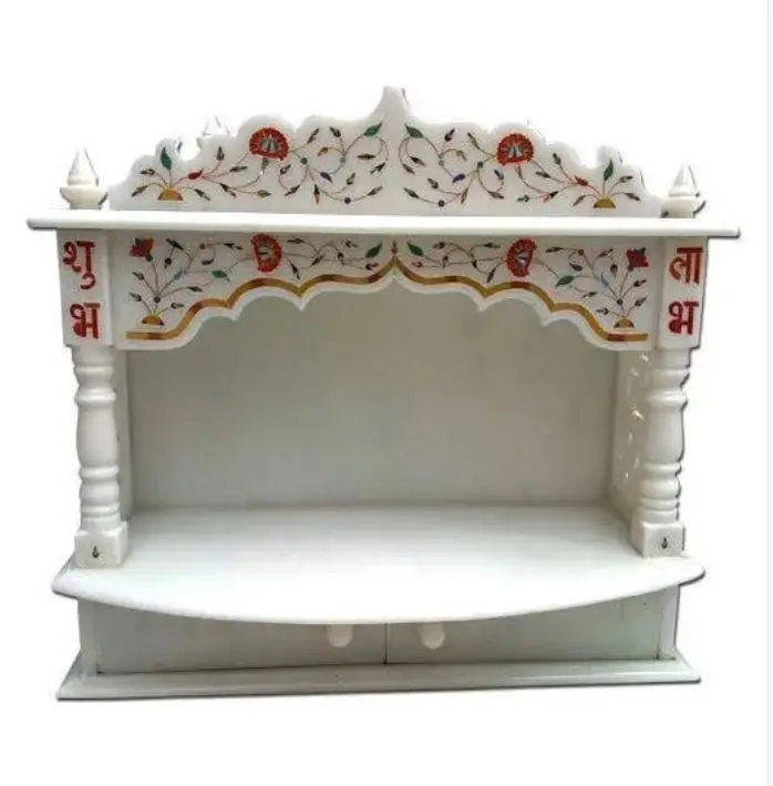 Natural White Marble Mandir For Home Indian Marble Temple White