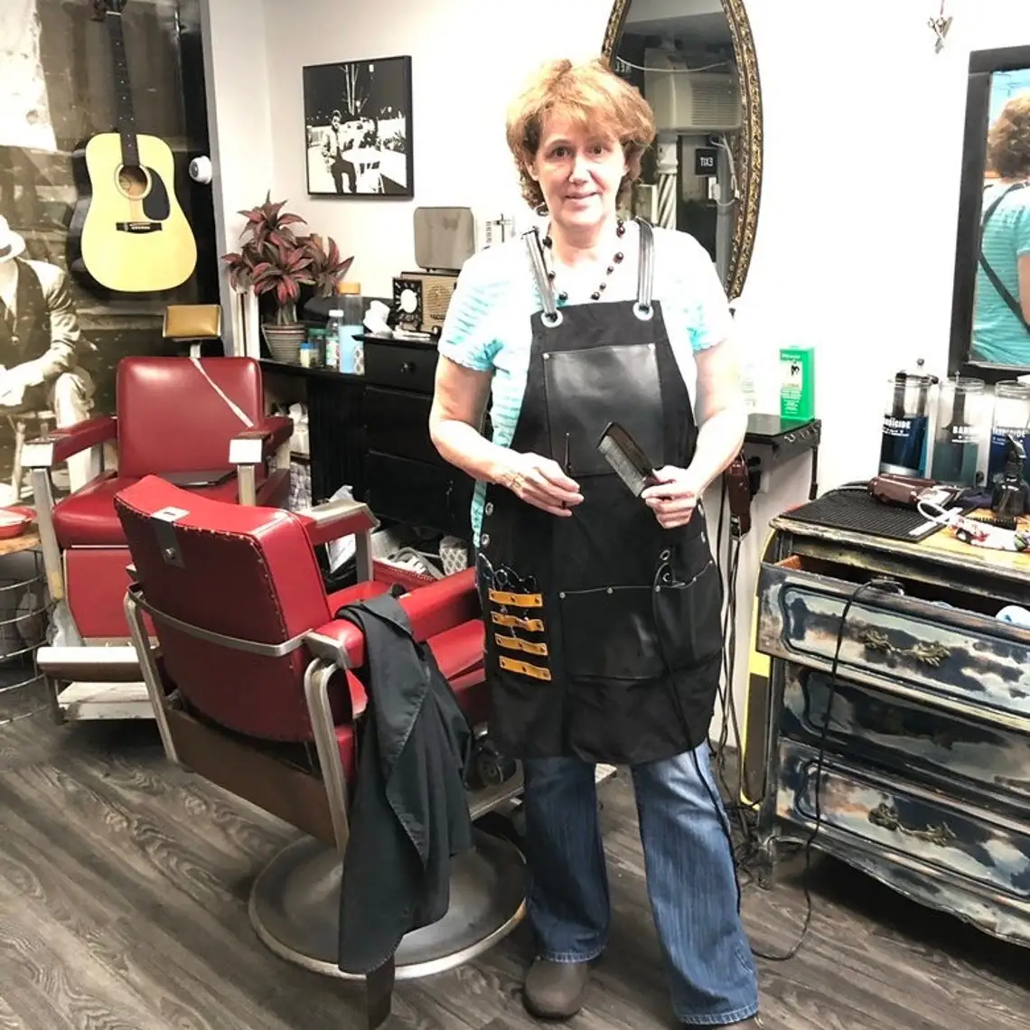 Barber Apron Barber Salon Hairdressers Leather Apron 1 Chest Pocket 4