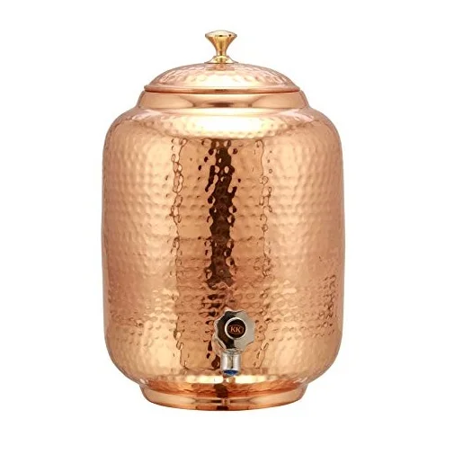 Traditional Copper Water Dispenser Pot With Water Glass And Water