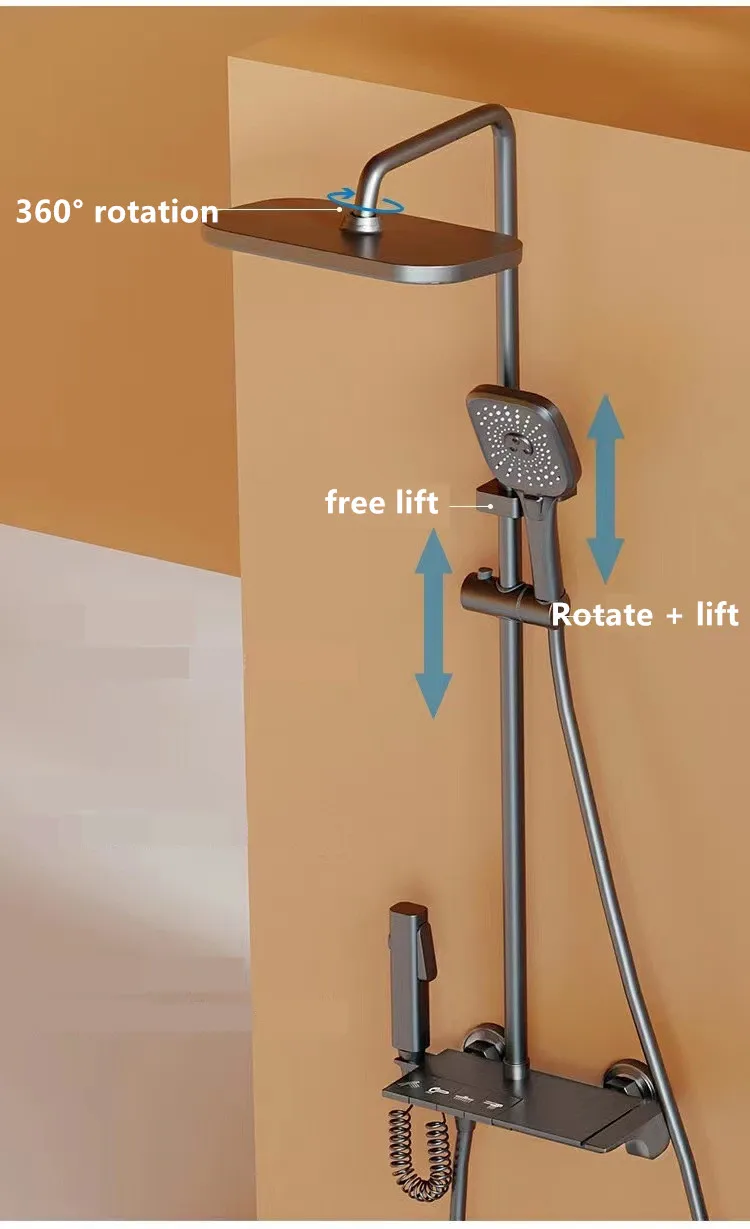 High Water Pressure Black Plated Bath Square Water Saving Square Bath