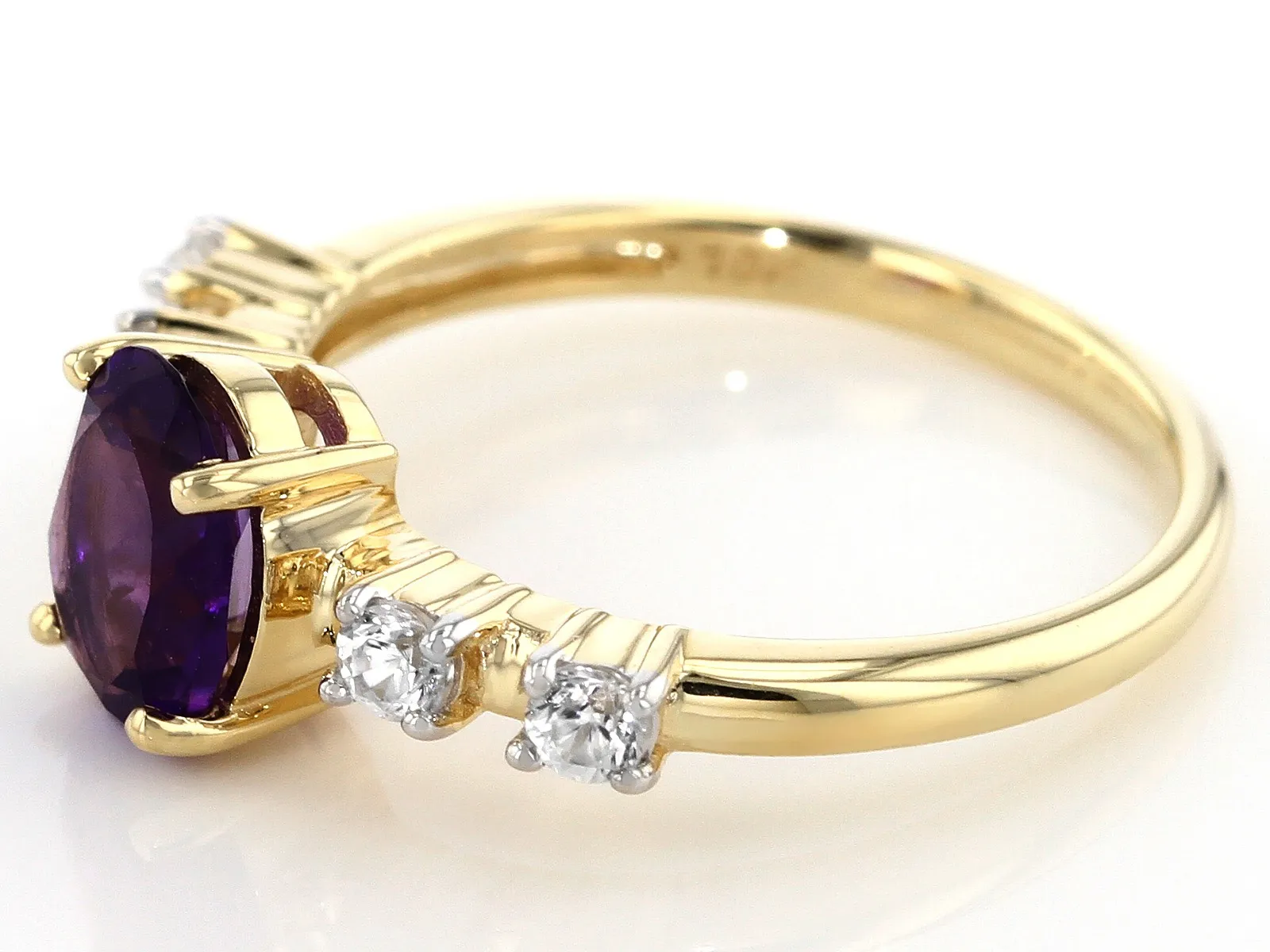 Royal Radiance Purple Amethyst 10k Yellow Gold Ring Elegant Fine