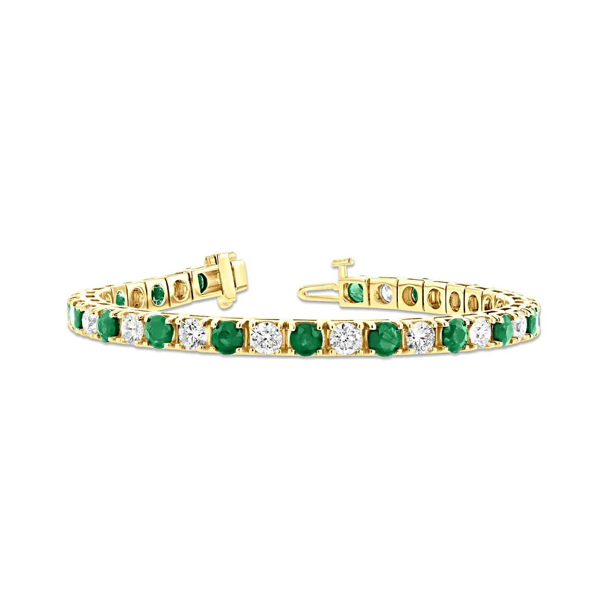 Emerald And Diamond 14k Yellow Gold Bracelet | Exquisite Gemstone ...