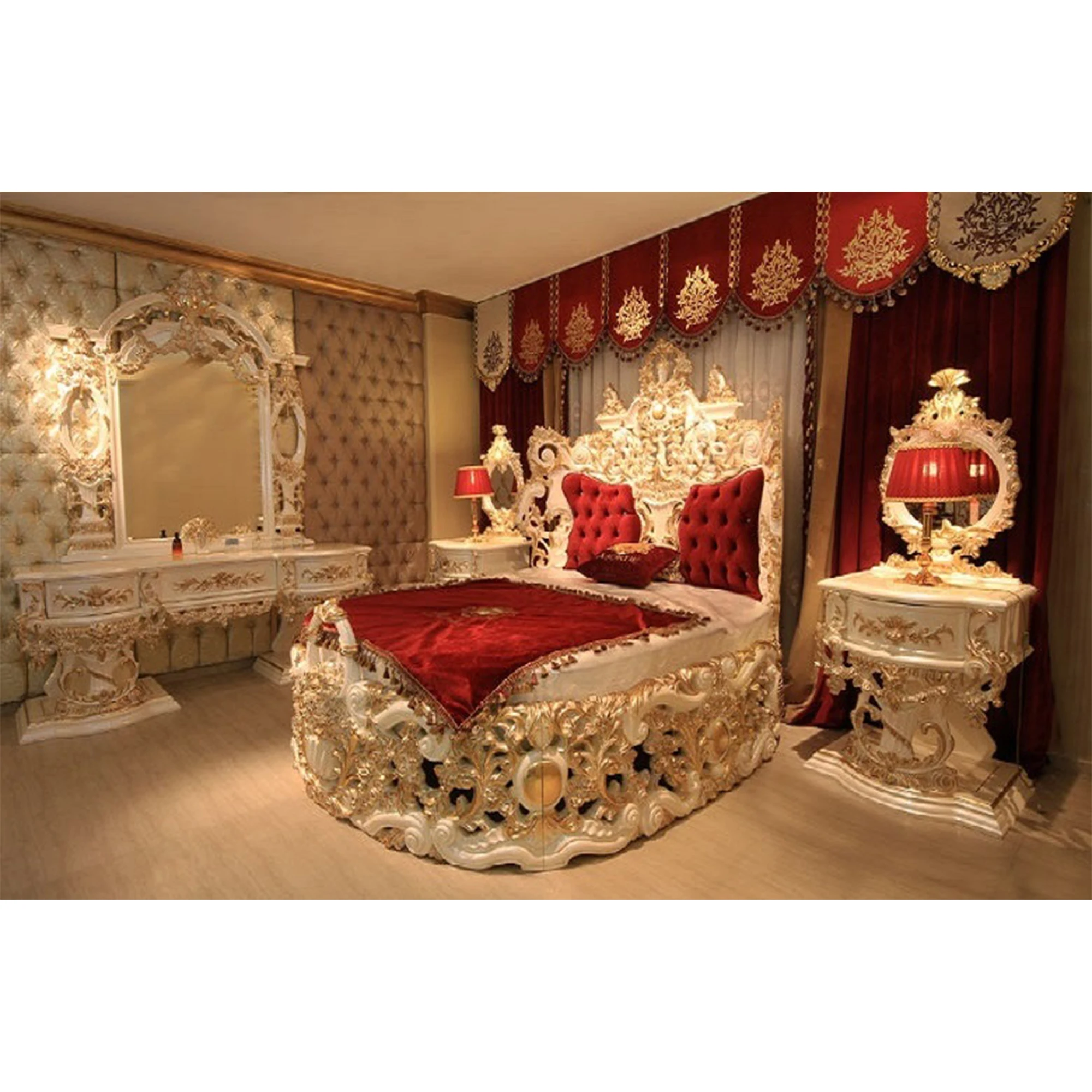 Wooden Furniture Luxury Royal Style Bed Set Mahogany America United