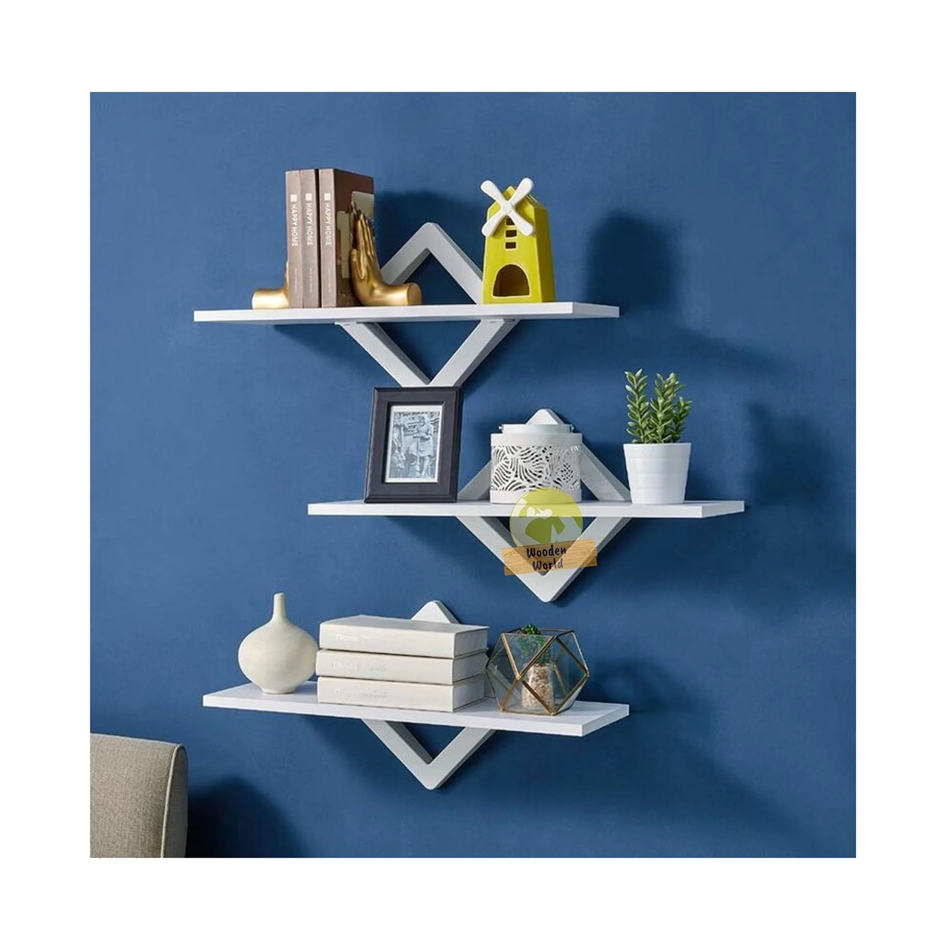 Amazon American Creative Wooden Wall Shelf Living Room Office Wall