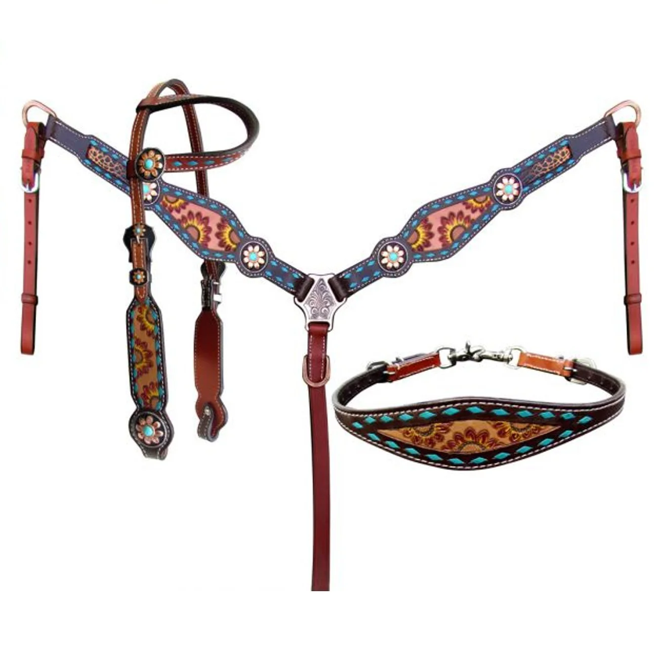 Best Selling Western Horse Bridle Breast Collar Set With Cow Leather