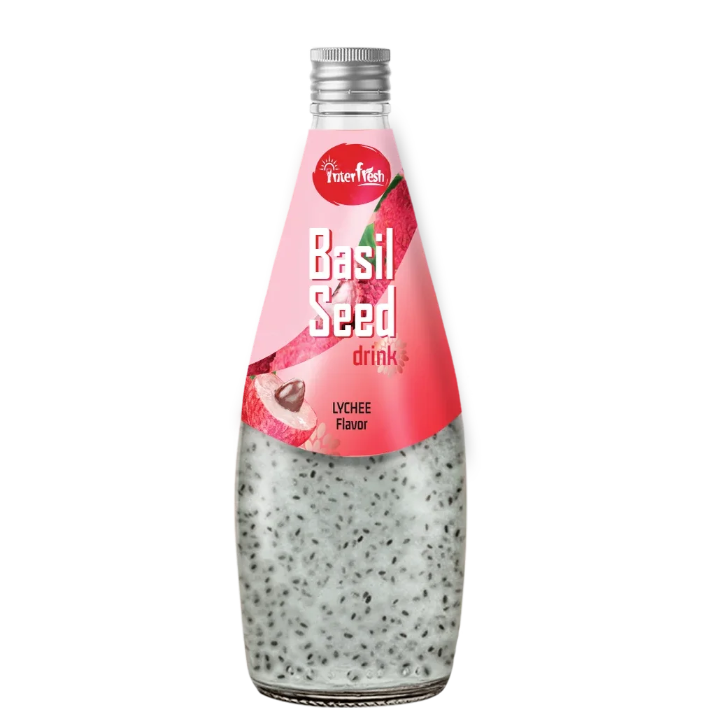 Interfresh Basil Seed Drink Glass Bottle 290ml Good Price Good Health