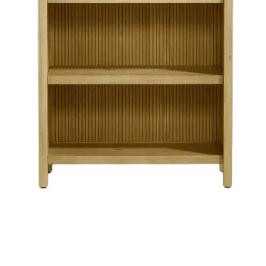 Solid Teak Wood Bookcase Natural Finish Modern Design With Adjustable