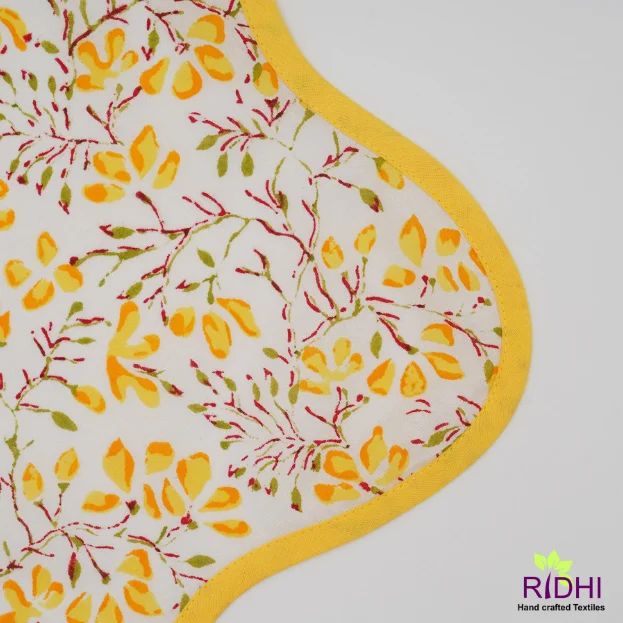 Bumblebee,Honey Yellow,Pickle Green India Block Floral Print 100