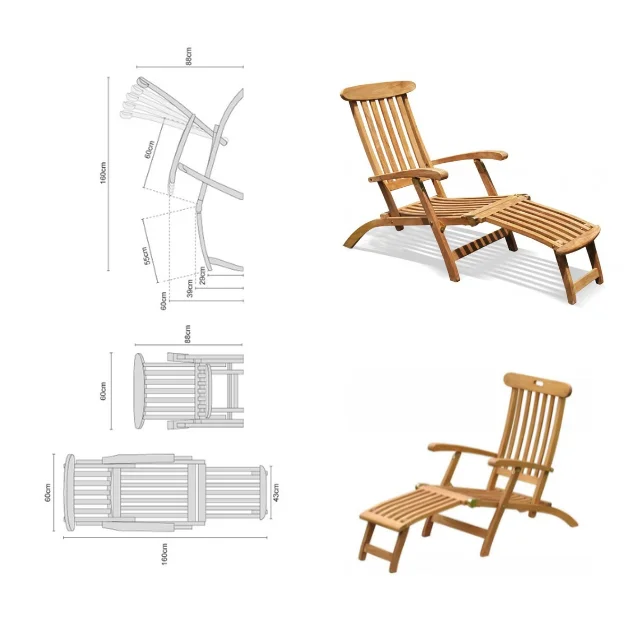 Latest Teak Wood Outdoor Patio Sun Loungers Chaise Lounge Chair