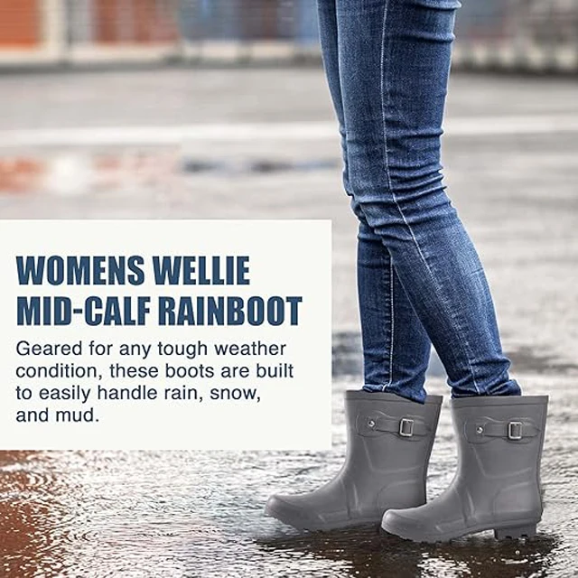 Womens 9 Inch High Rain Boots Ladies Waterproof Winter Spring Garden