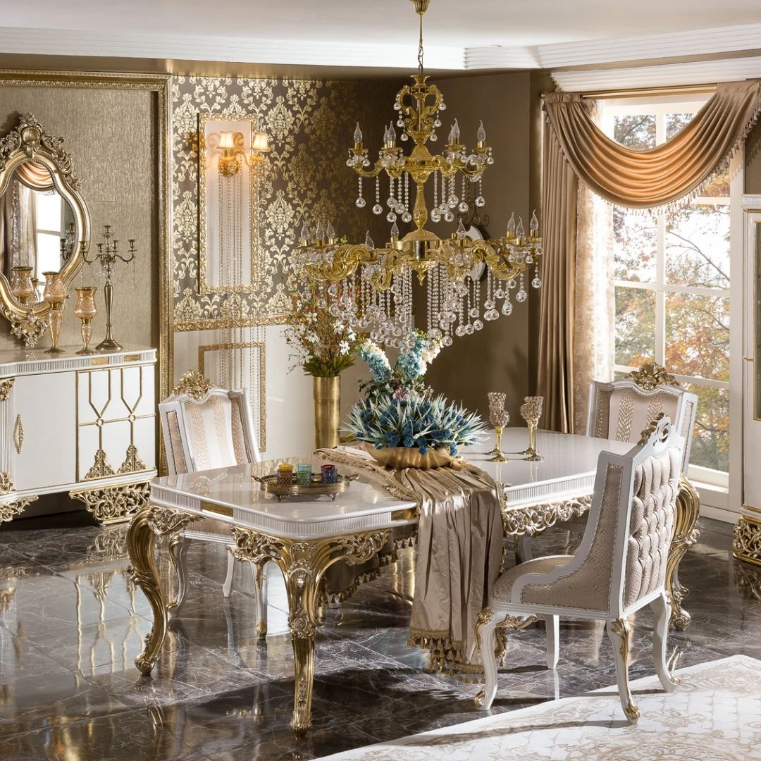 Luxury Classic Belinda Dining Set With High Quality Solid Wood And