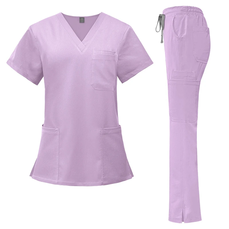 Scrub Uniforms 2024 White Color Polyester Spandex Straight Ribbed Waist