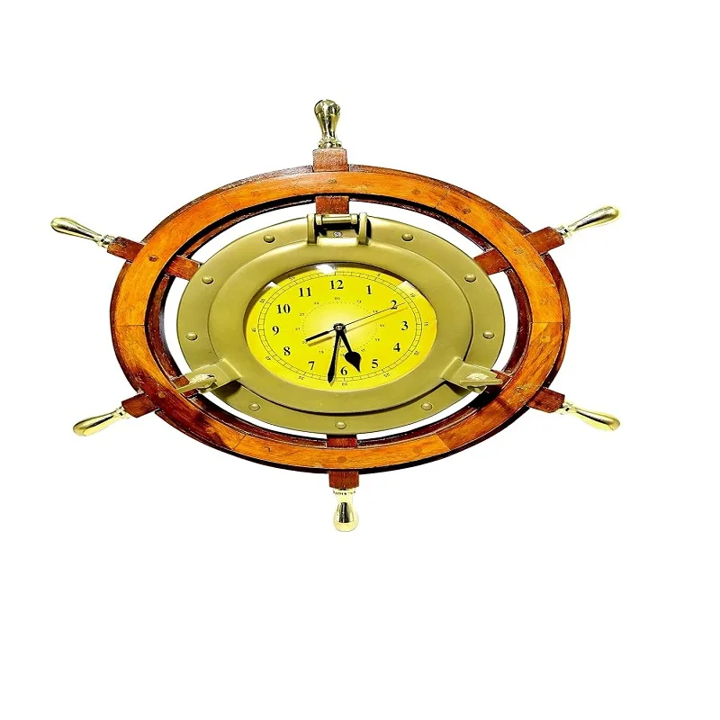 Nautical Porthole Wall Clock Ship Wheel With Porthole Clock Brass