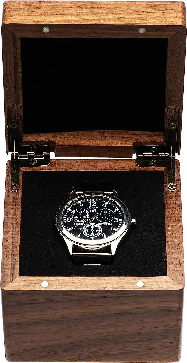 Single Walnut Wooden Watch Gift Box Watch Storage Travel Case Organizer