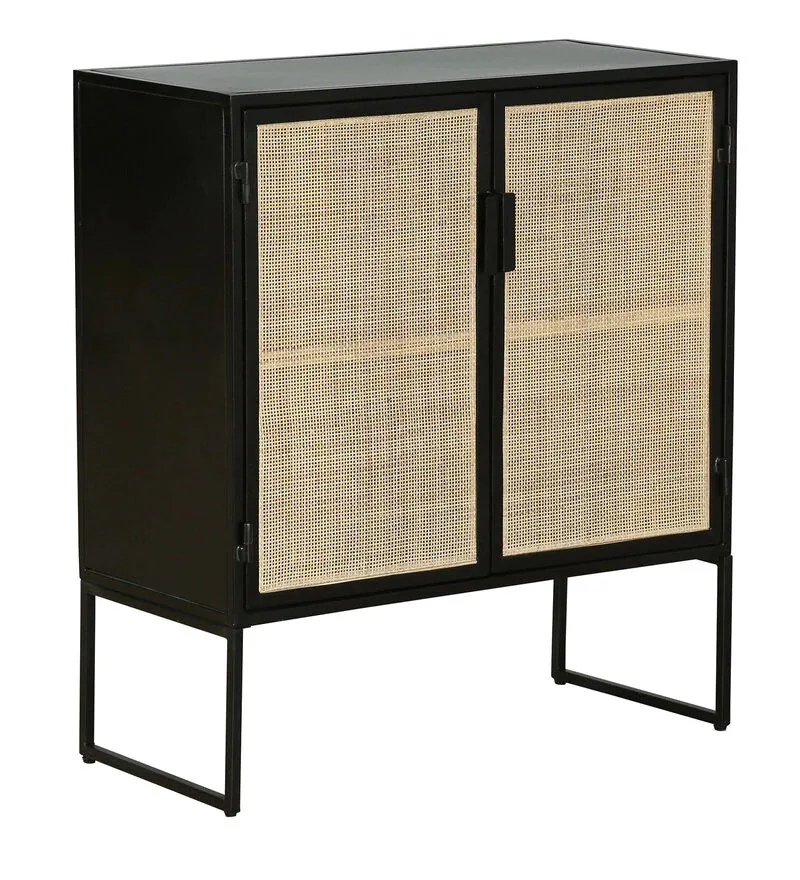 Metal Cabinet In Black Finish Caning Design Jodhpur Handcrafted ...