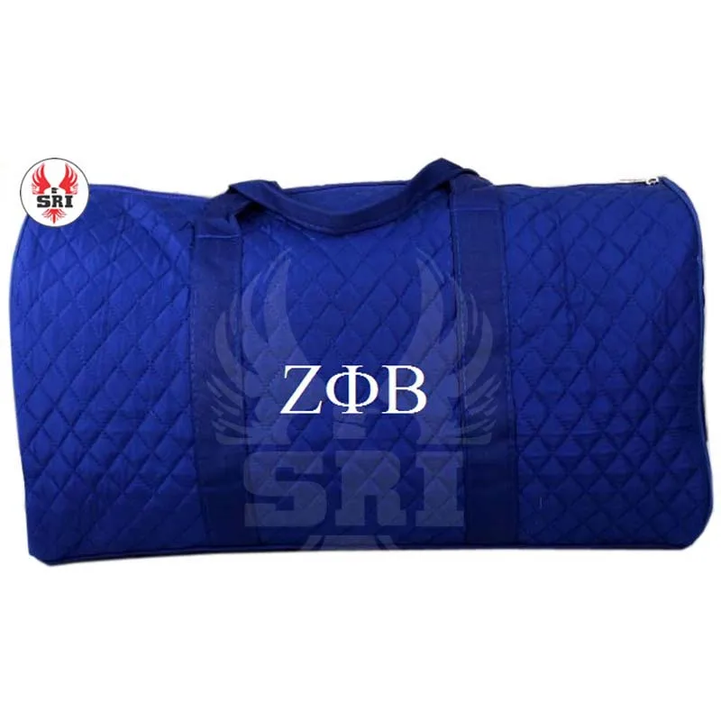 Zeta Phi Beta Soror Embroidered Women Quilted Duffel Bag Zpb Sorority