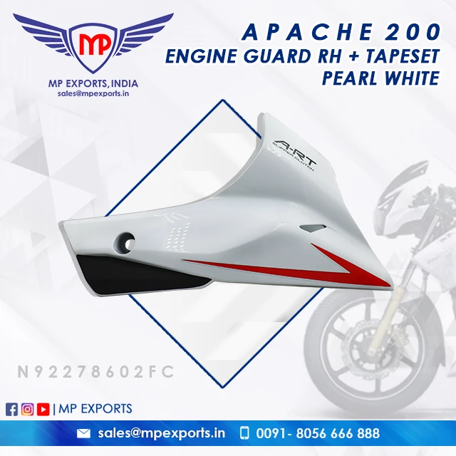 ENGINE GUARD RH + TAPESET PEARL WHITE for TVS Apache RTR 200 2-wheeler ...