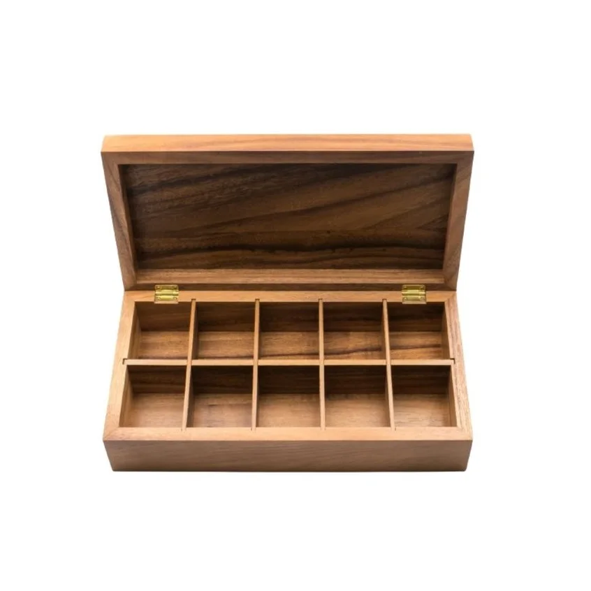 Handmade Wooden Spice Boxspice Box High Quality Brass Engraved Lid With ...