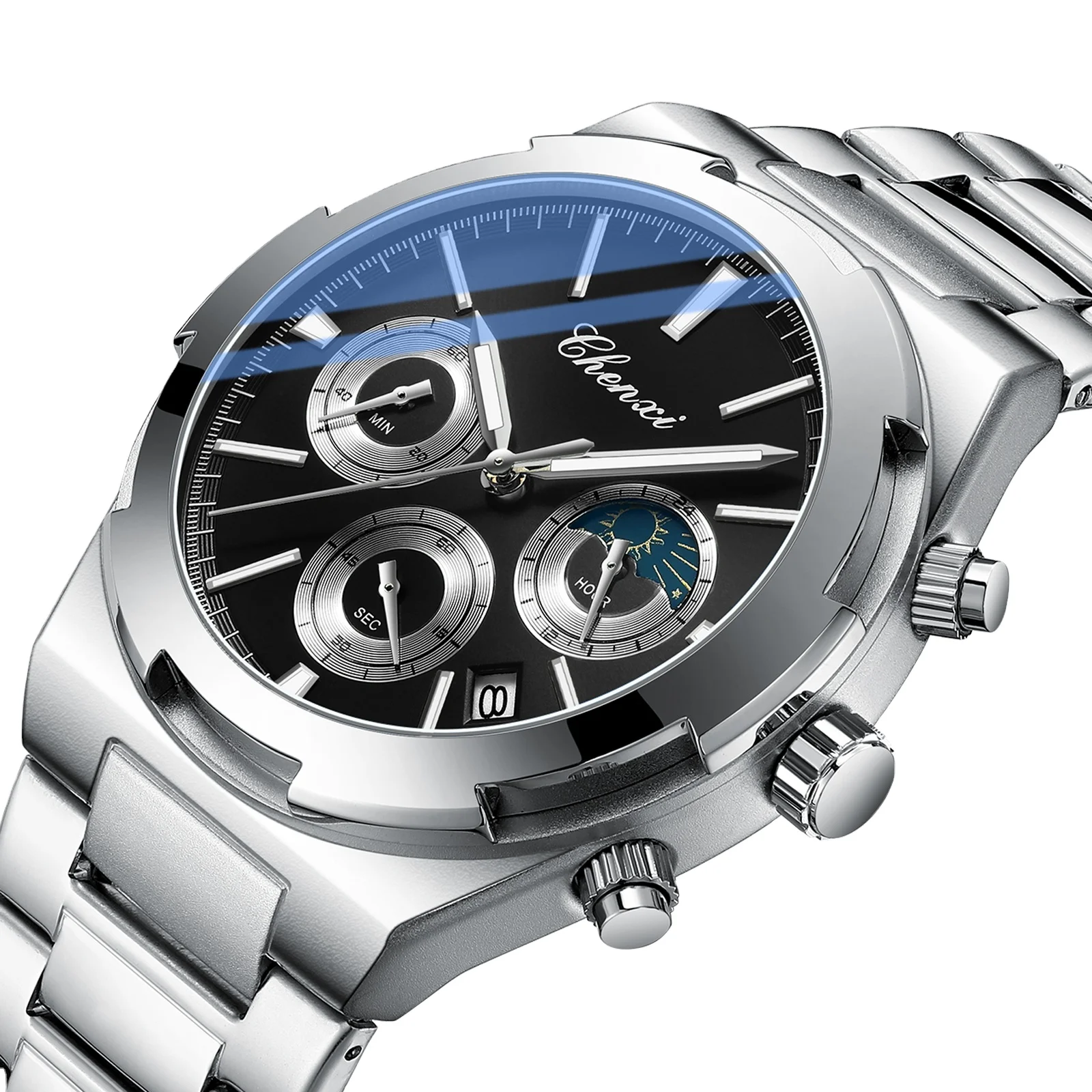 Chenxi 956 Luxury Chronograph Watch for Men - Stainless Steel
