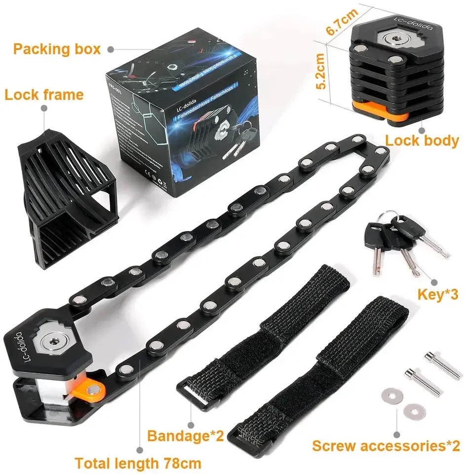 Sende Anti Theft Mini Foldable Lock Heavy Duty Alloy Steel Folding Bike