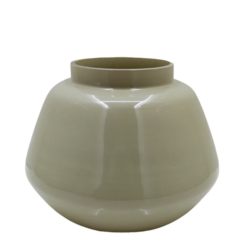 Glass Flower Vase Olive Green Colour Flower Pot For Wedding And Party