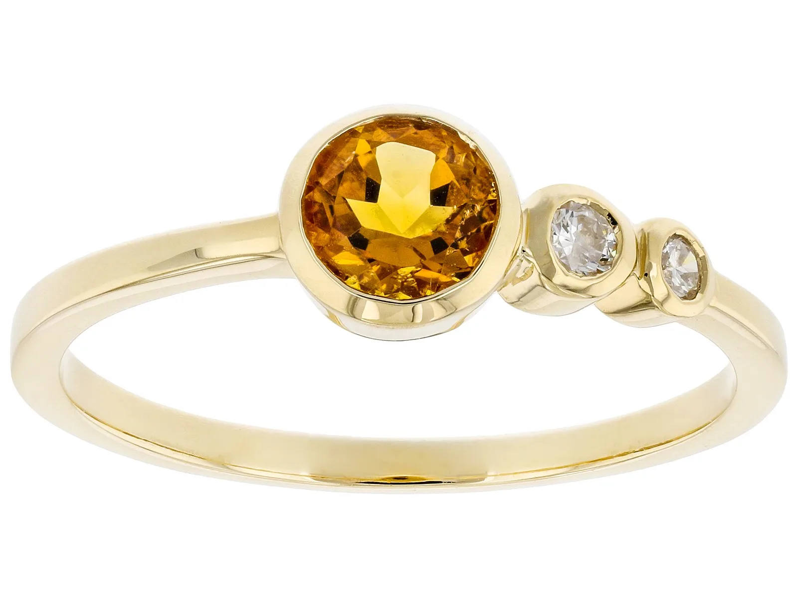 Sunny Radiance: Citrine And White Diamond 14k Yellow Gold November ...