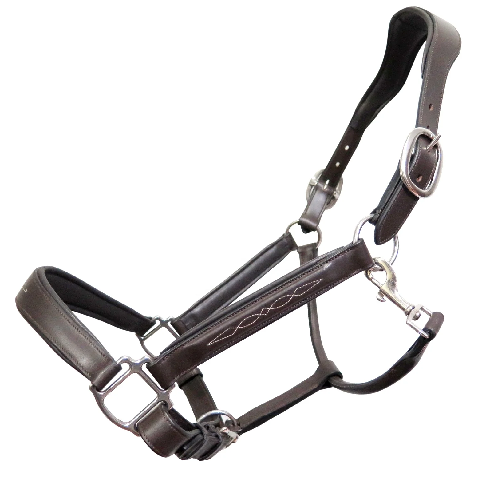 Real Leather Fancy Stitch Anatomic Padded Horse Halter In Available