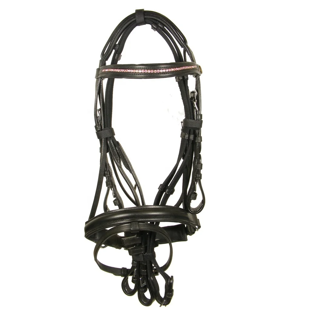 High Quality Leather Horse Reins Horse Riding Equipment Horse Brown Polo Stitched Hunter Bridle