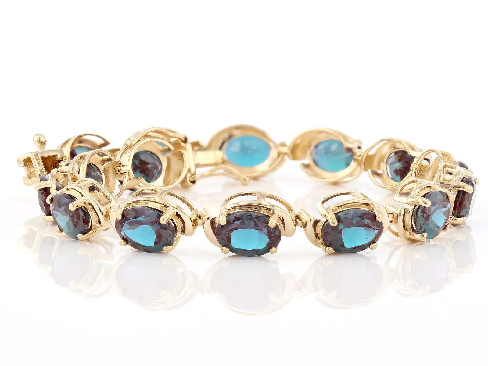 Blue Lab-created Alexandrite 14k Yellow Gold Bracelet | Elegant Fine ...