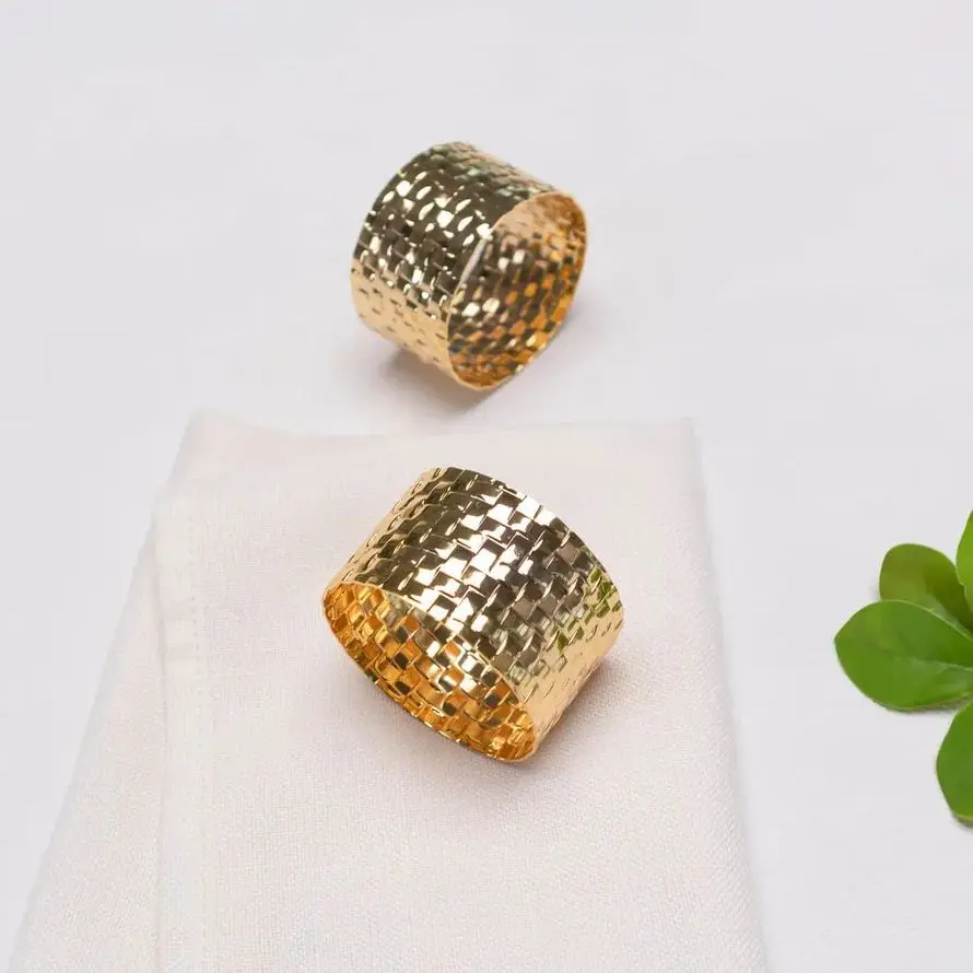 Elegant Design Metal Gold Hammered Napkin Ring For Kitchen Restaurant