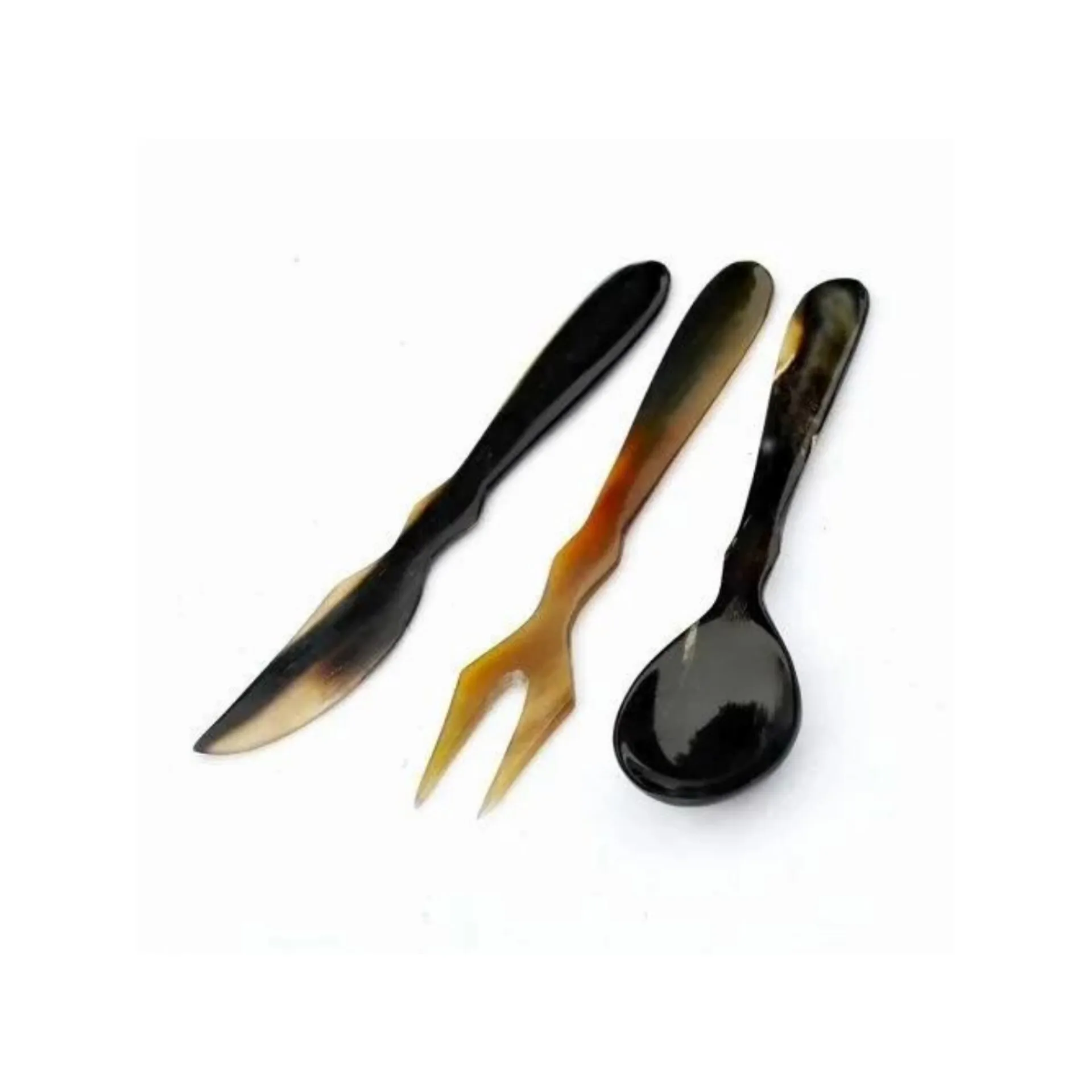 Luxury Design Buffalo Horn Cutlery Flatware Sets With Wood Handle At Cheap Cost Handmade Polish