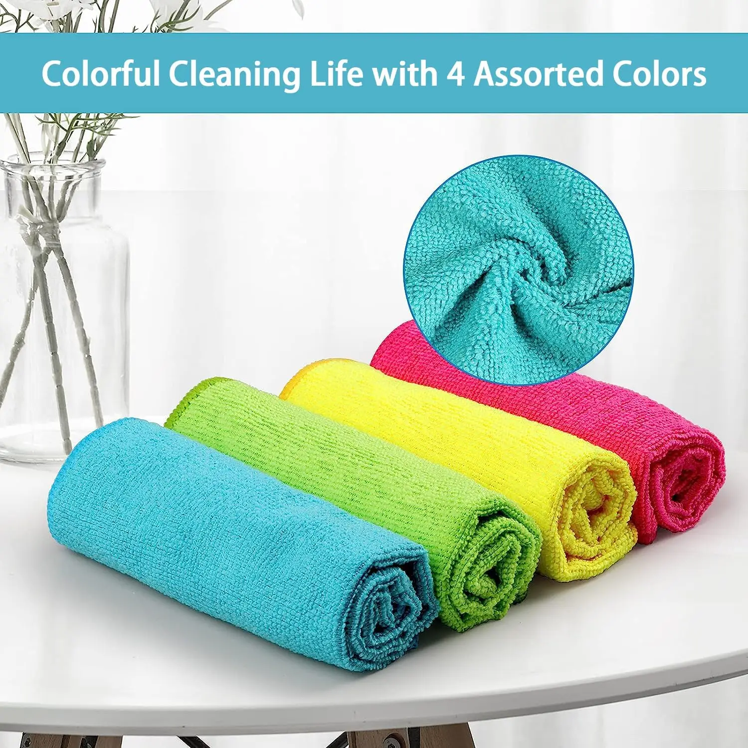 Microfiber Cleaning Cloth,12 Pack Cleaning Rag,Cleaning Towels With 4 ...