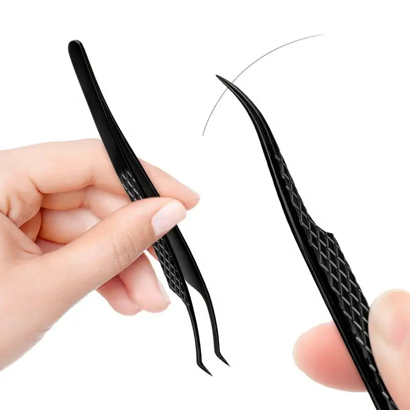 Best Fiber Tips Professional Eyelash Extension Tweezers Never Slips ...