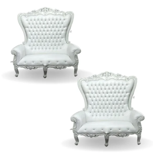 Double Seat Luxury Royal Throne European Style White Color High Back