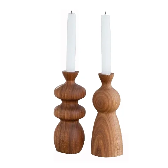 Natural Wood Candle Holders Housekeeping Tabletop Decor Candle Holders Supplies Handmade Organic