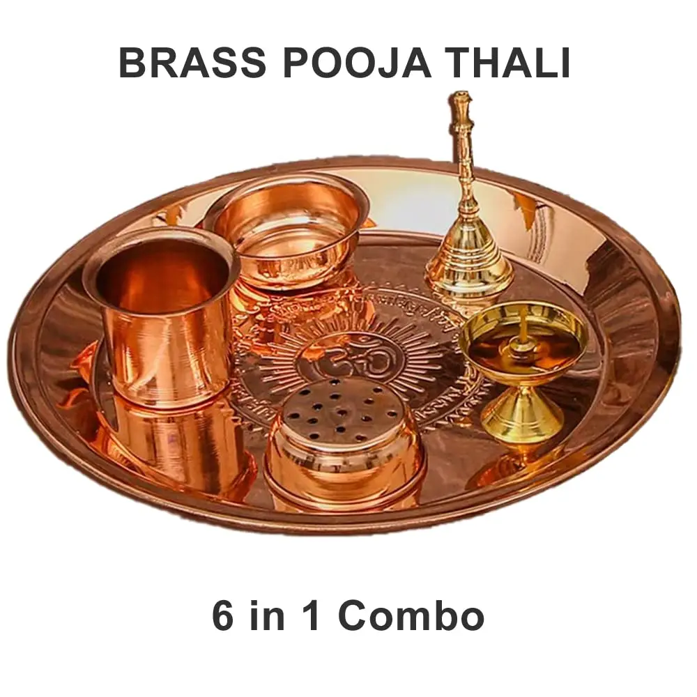 Brass Pooja Thali Handicrafts Handmade Special Brass Diya Brass Plate
