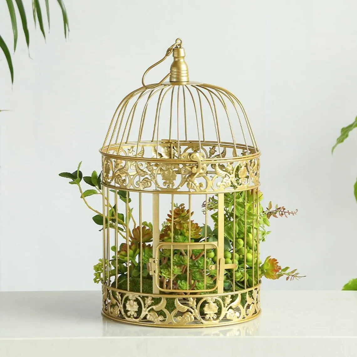 Gold Birdcage Engagement Wedding Card Holder - DIY Decor