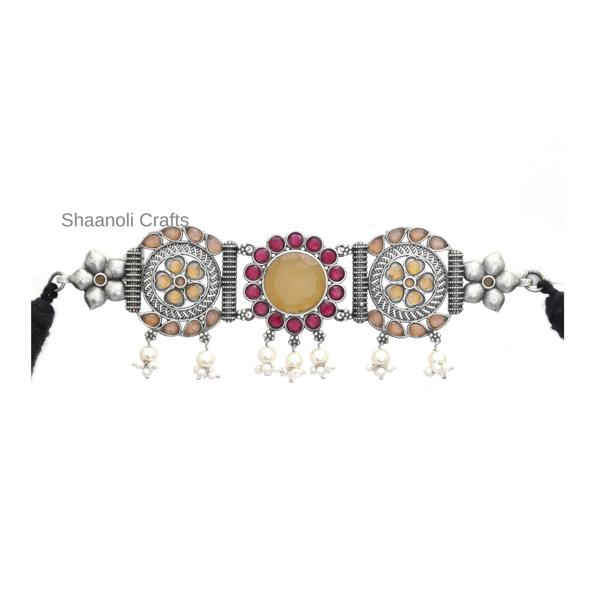 Indian Choker Necklace Set With Jhumka Earrings Oxidized Silver Finishing Wedding Jewelry Buy