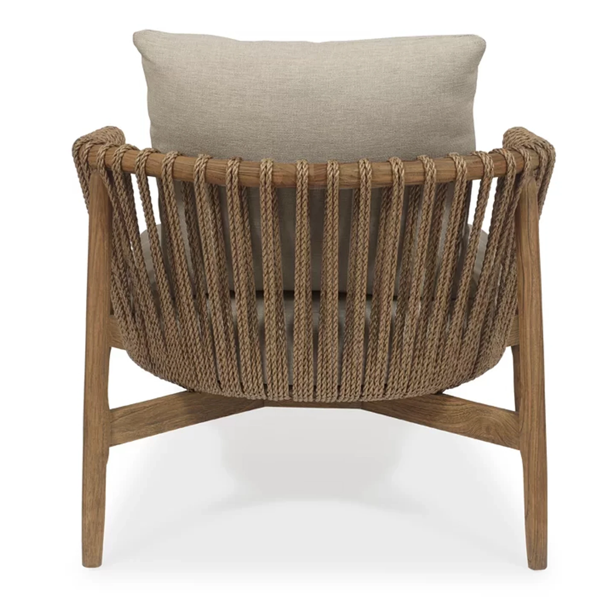 Handwoven Rope Accent Teak Wood Rattan Outdoor Patio Chair - Renata ...