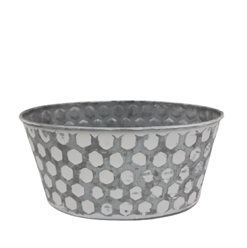 Best Choice Metal Oval Tub Planter Oxodise With White Antique Small Pot ...