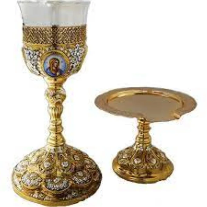 Vine Embossed Priest Chalice And Paten Set Church Eucharist Sacrament
